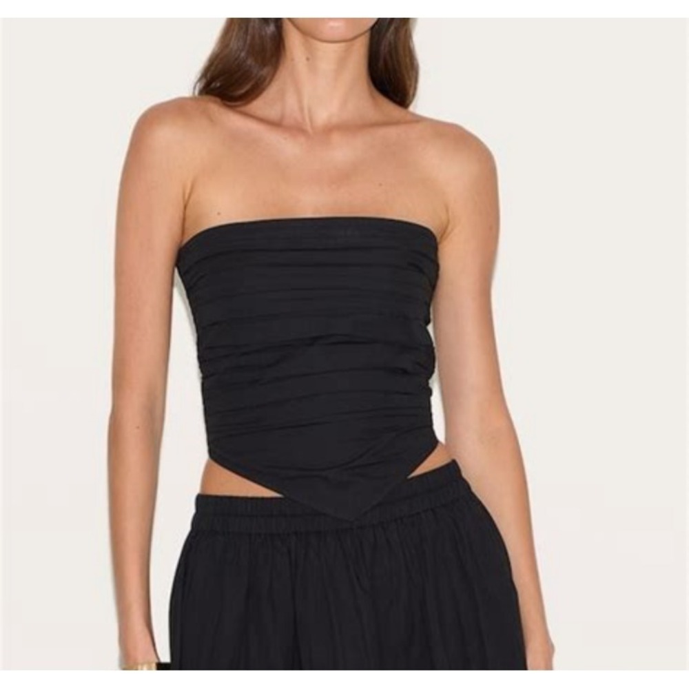 PINKO Tube Top Black Viscose Blend Side Ruching SZ‎ S